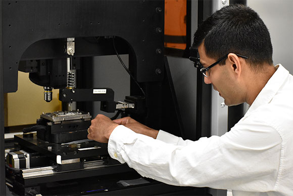 UNT professor Sundeep Mukherjee works in his lab