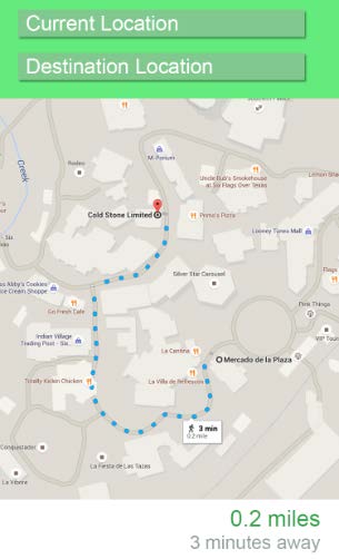 A map showing walking path