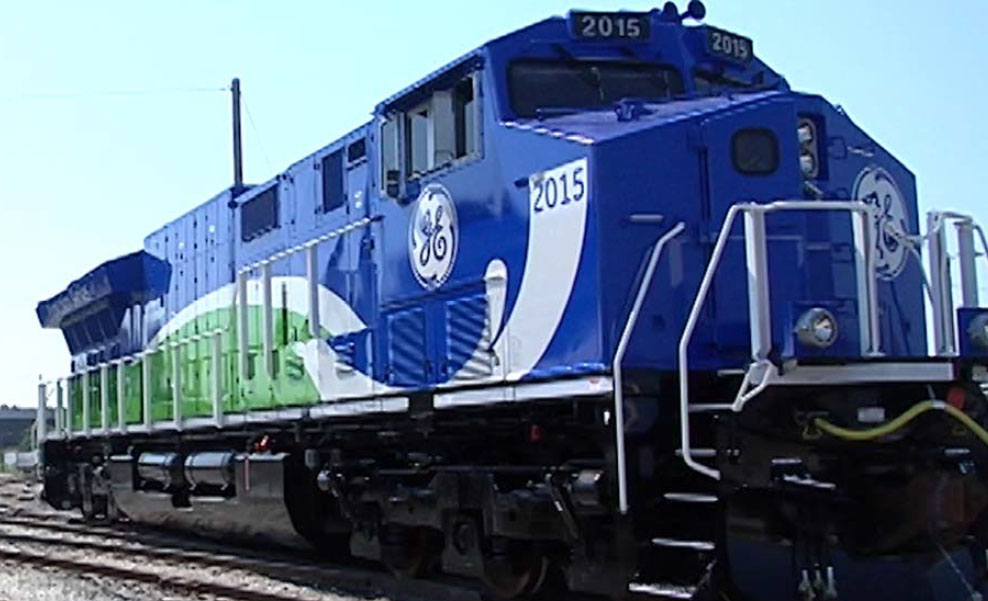 Blue GE locomotive