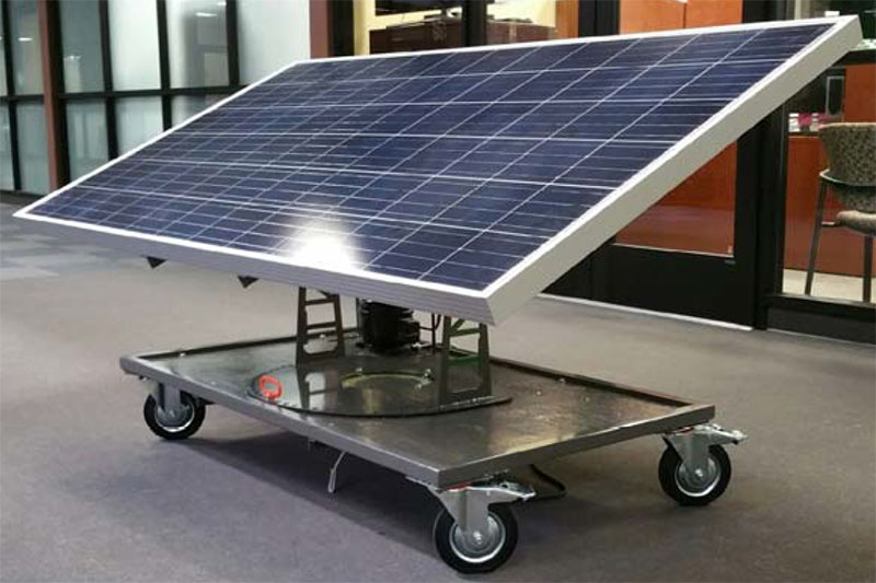 A solar panel on a cart