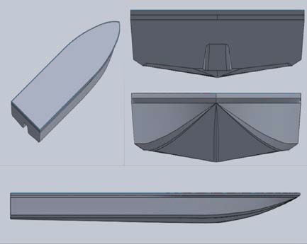 Drawing of the boat in different views