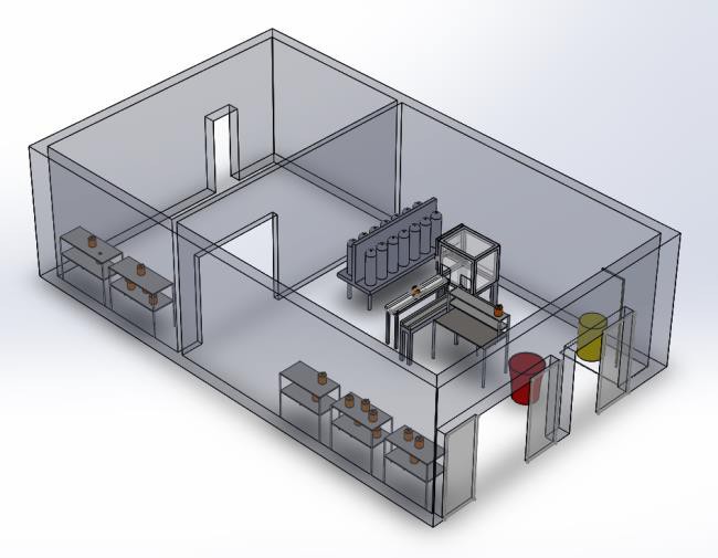Drawing of the operation rooms with machines