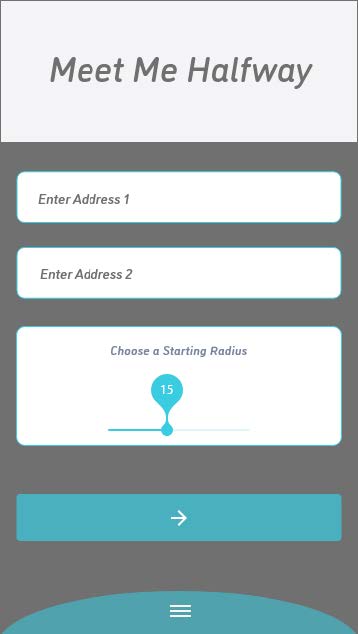 Phone screenshot of the Meet Me Halfway app