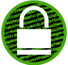 A lock symbol with random letters and numbers behind