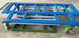 Image of the prototype transportation cart on casters
