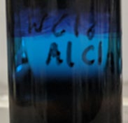 Photo of a blue colored liquid