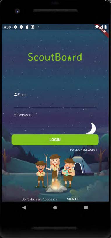 Mobile phone screenshot of the ScoutBoard app