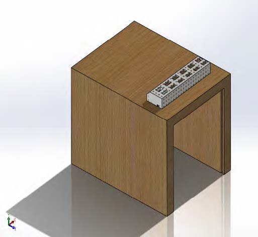 Drawing of a box with an array of USB ports on top
