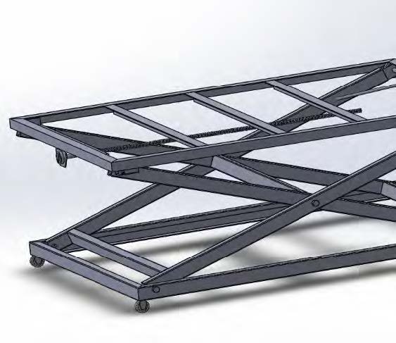 Drawing of the scissor stand with casters