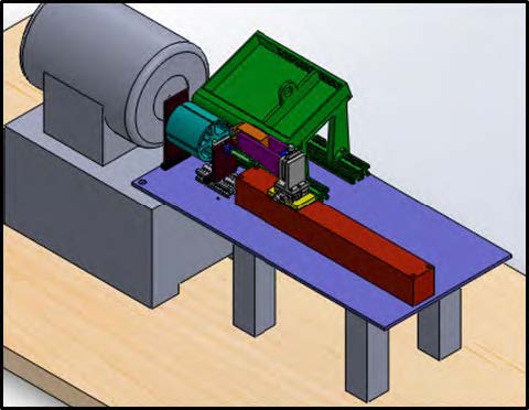 Drawing of the rotary swager with color coded parts