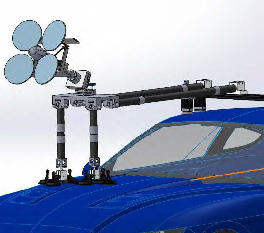 Drawing of the measuring device mounted on top of a car