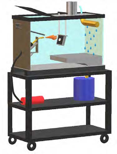 Drawing of the small burner rig on a cart