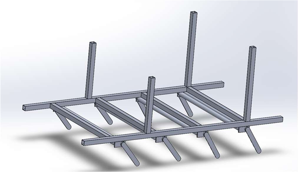Render of a structure with 4 short legs on each side