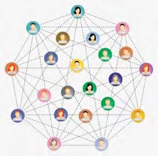 Graphic showing many user icons interconnected