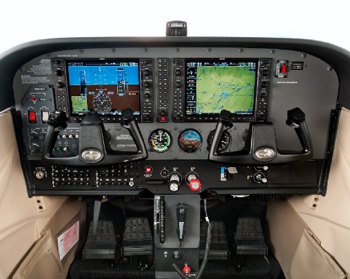 Photo of the cockpit interior for 2 pilots