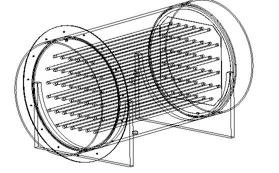 Drawing of the condenser with inside tubes visible