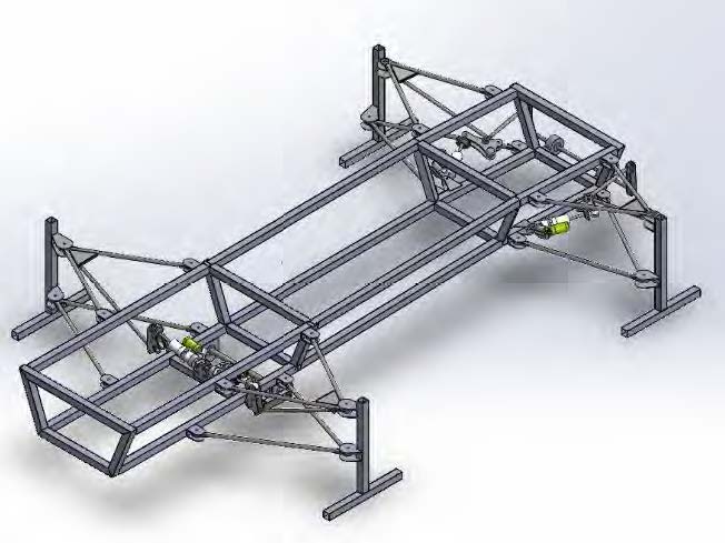 Render of the 4 suspensions on the racecar structure