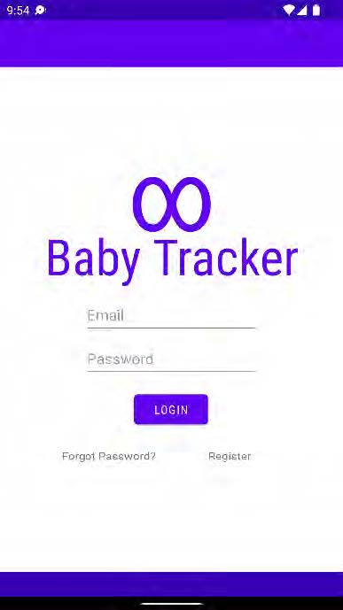 Phone screenshot of the Baby Tracker login page