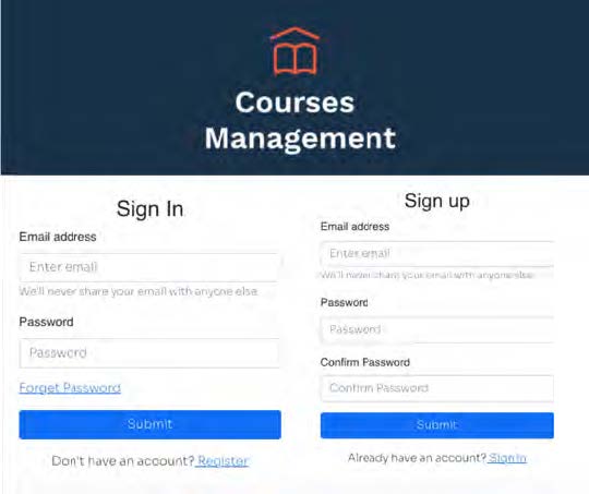 Screenshot of sign in/ sign up page