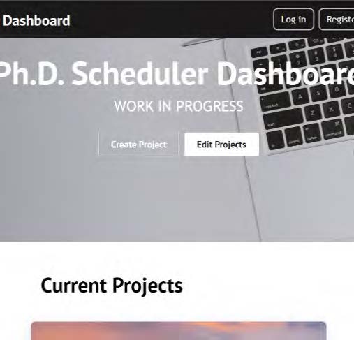 Screenshot of the Dashboard page