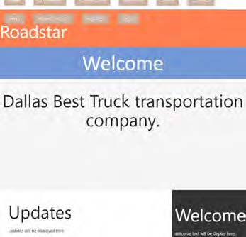 Screenshot showing welcome page of Roadstar website