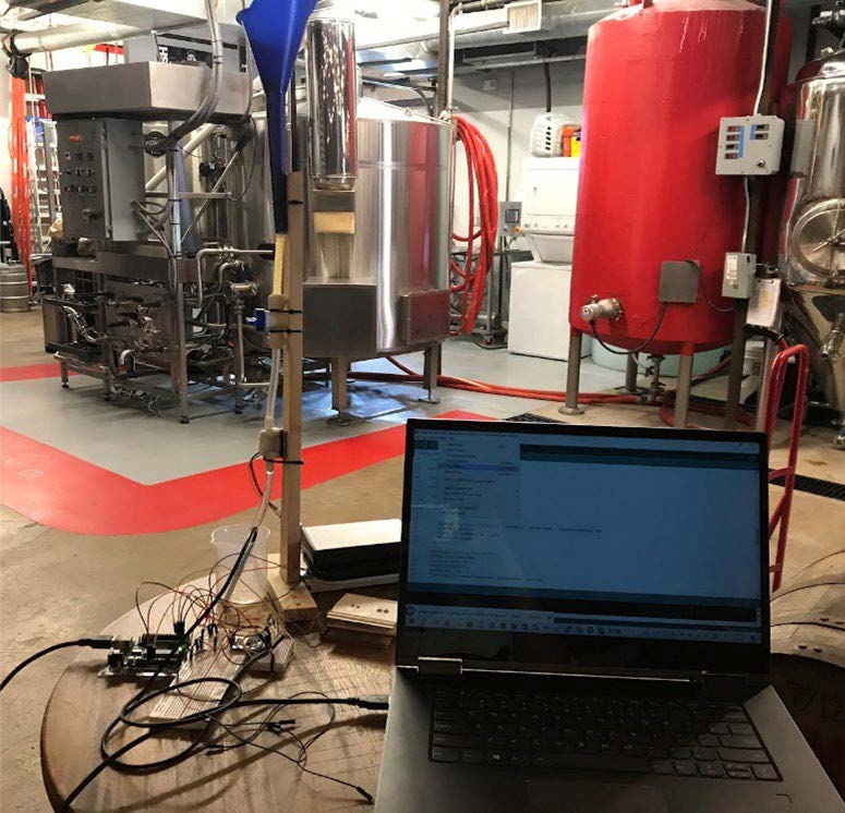 Photo showing on-site testing of the system