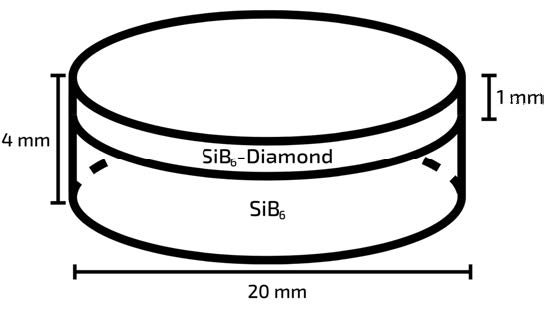 Drawing of two layers with 1 mm SiB6-Diamond on top