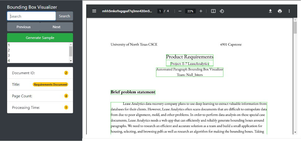 Screenshot showing headings, content text are in bounding boxes