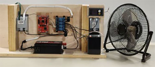 Photo of the controller components and a fan
