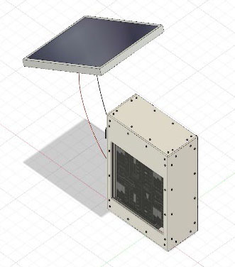 Render of the ePaper sign with a solar panel