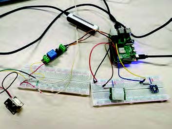Photo of two breadboards connected with other components