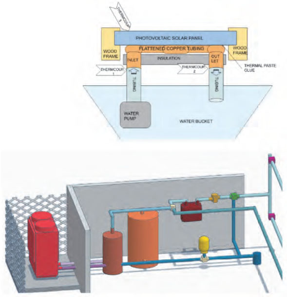 Drawing of the water heating system