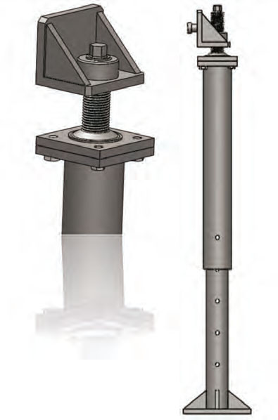 Rendering of the adjustable support leg