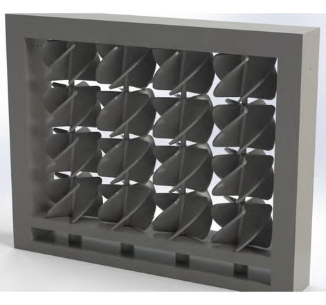 A wind wall consisting a frame with 16 small turbines in it