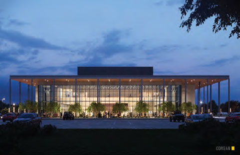 Photo of the center at night