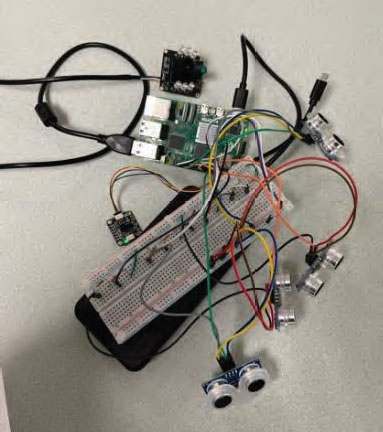 Sensors connected with a breadboard then other circuit boards