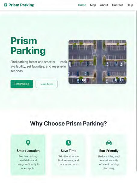 Screenshot of the Prism Parking app