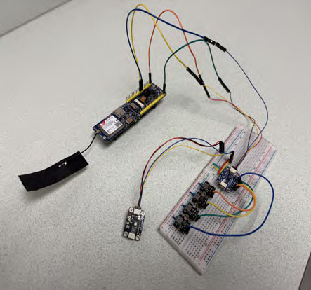 Photo showing connected sensors, circuits