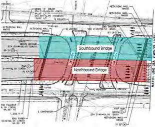 Drawing of the roads and north, south bound bridges