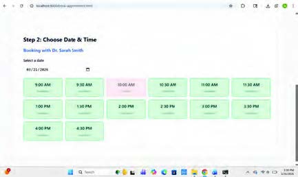 Screenshot of Choose Date & Time page