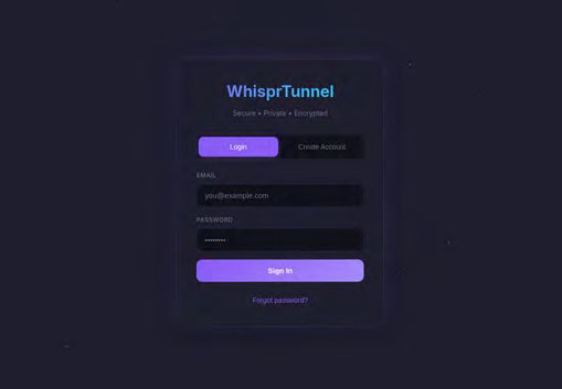 Screenshot of the login page