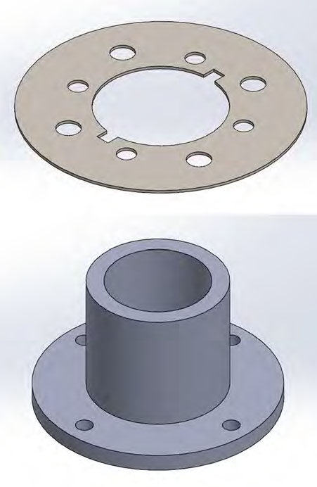 Render of the spacer and flanged fitting