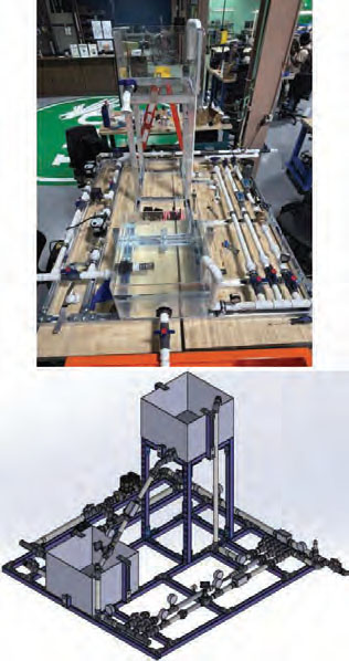 Photo of the system at top and render at the bottom