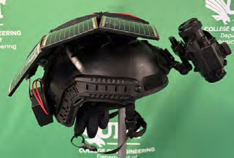 Side view of the system on a helmet