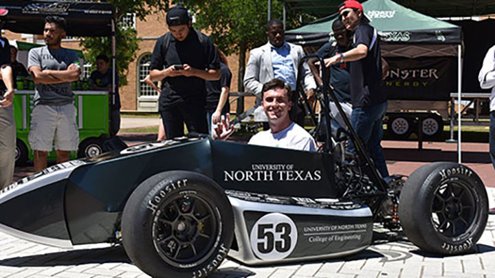 Students trying out new UNT race car