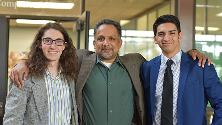 BME Founding Chair pose with two alumni