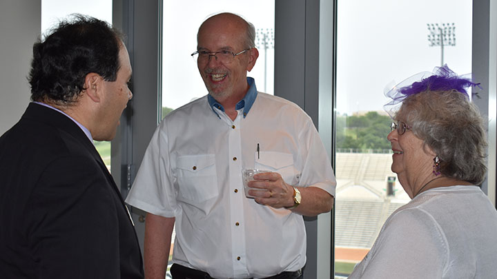 CSE chair talking with alumni at 45 anniversary