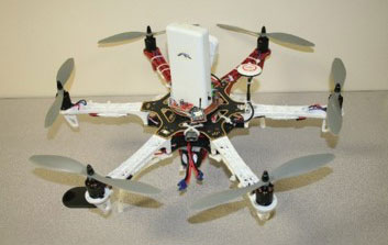 Close up view of a white drone