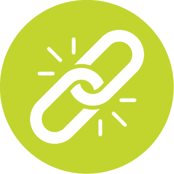 Connect icon with a link on green background