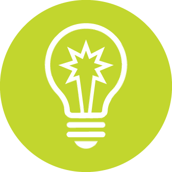 Icon with a lighbulb on green background